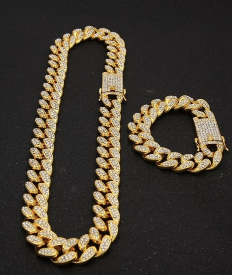 Iced Cuban Link Bracelet + Chain Set