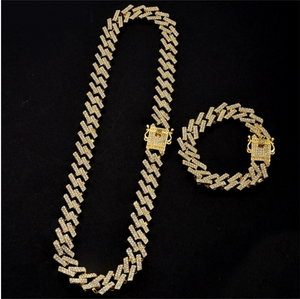 Iced Prong Link Bracelet + Chain Set