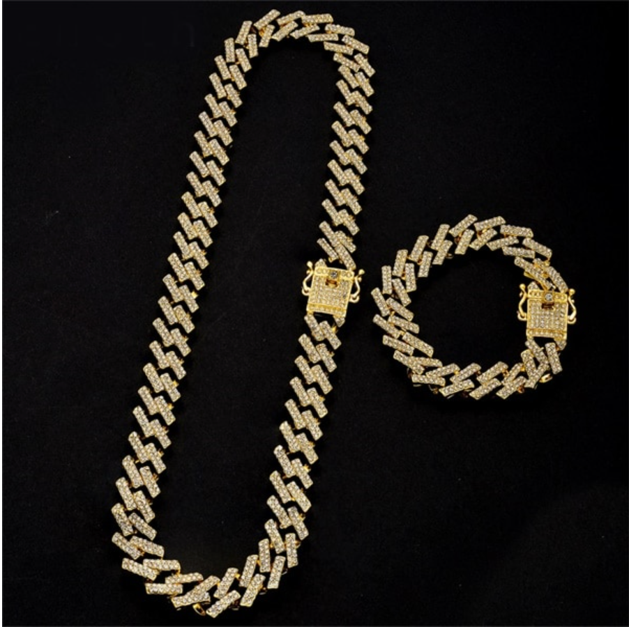 10x Iced Prong Link Bracelet + Chain Sets