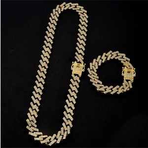 10x Iced Prong Link Bracelet + Chain Sets