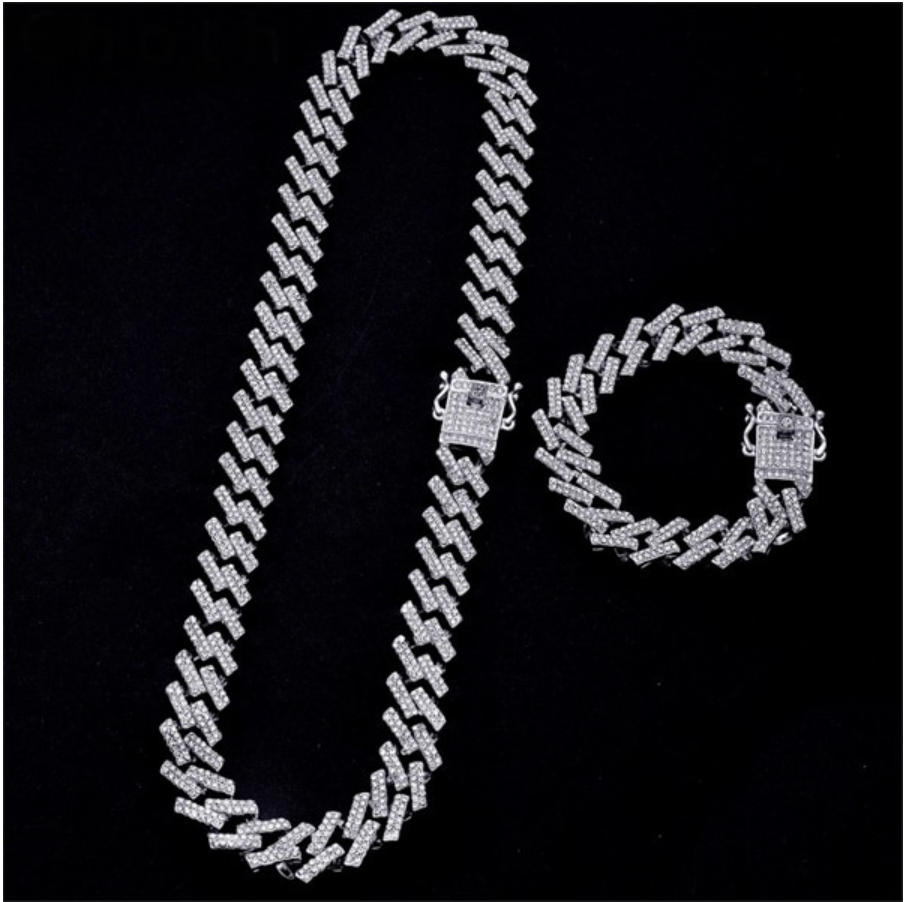 Iced Prong Link Bracelet + Chain Set