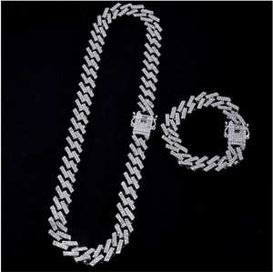Iced Prong Link Bracelet + Chain Set
