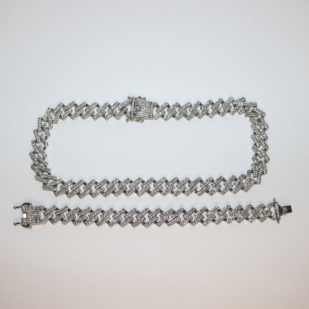 Iced Prong Link Bracelet + Chain Set