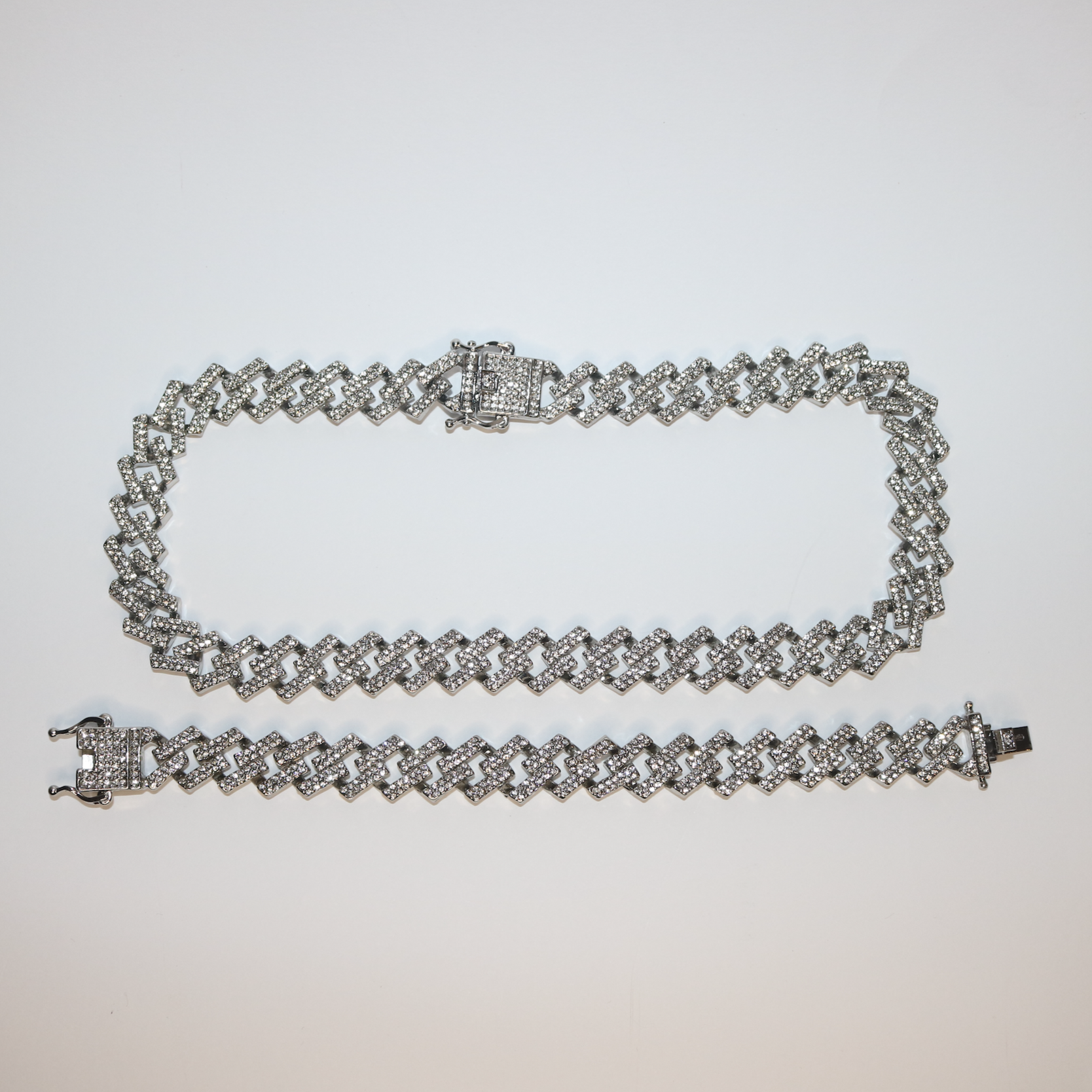Iced Prong Link Bracelet + Chain Set