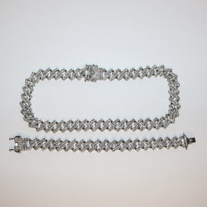 Iced Prong Link Bracelet + Chain Set