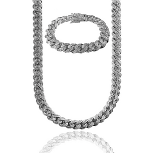 Iced Cuban Link Bracelet + Chain Set